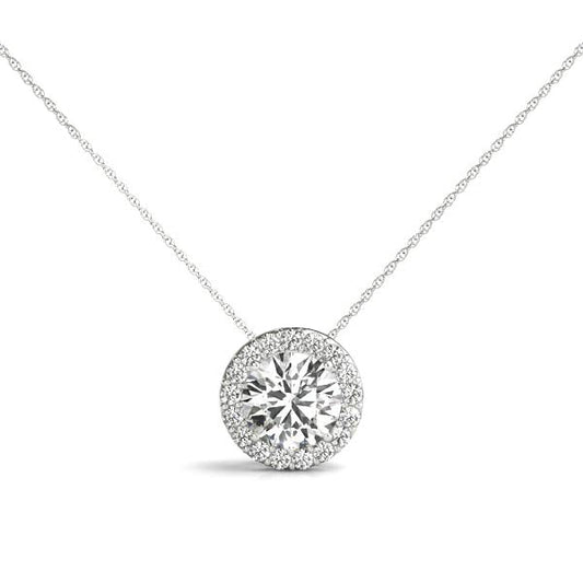 14K WG Diamond Halo Pendant; 0.93 CTW