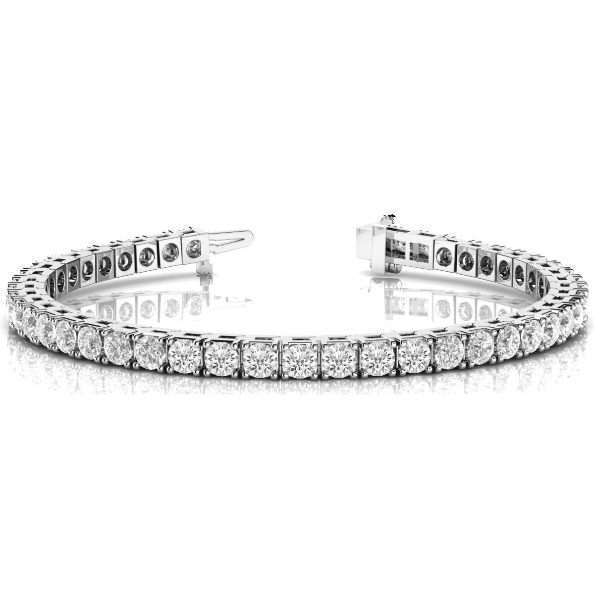 14K White Gold Diamond Tennis Bracelet; 3 ctw