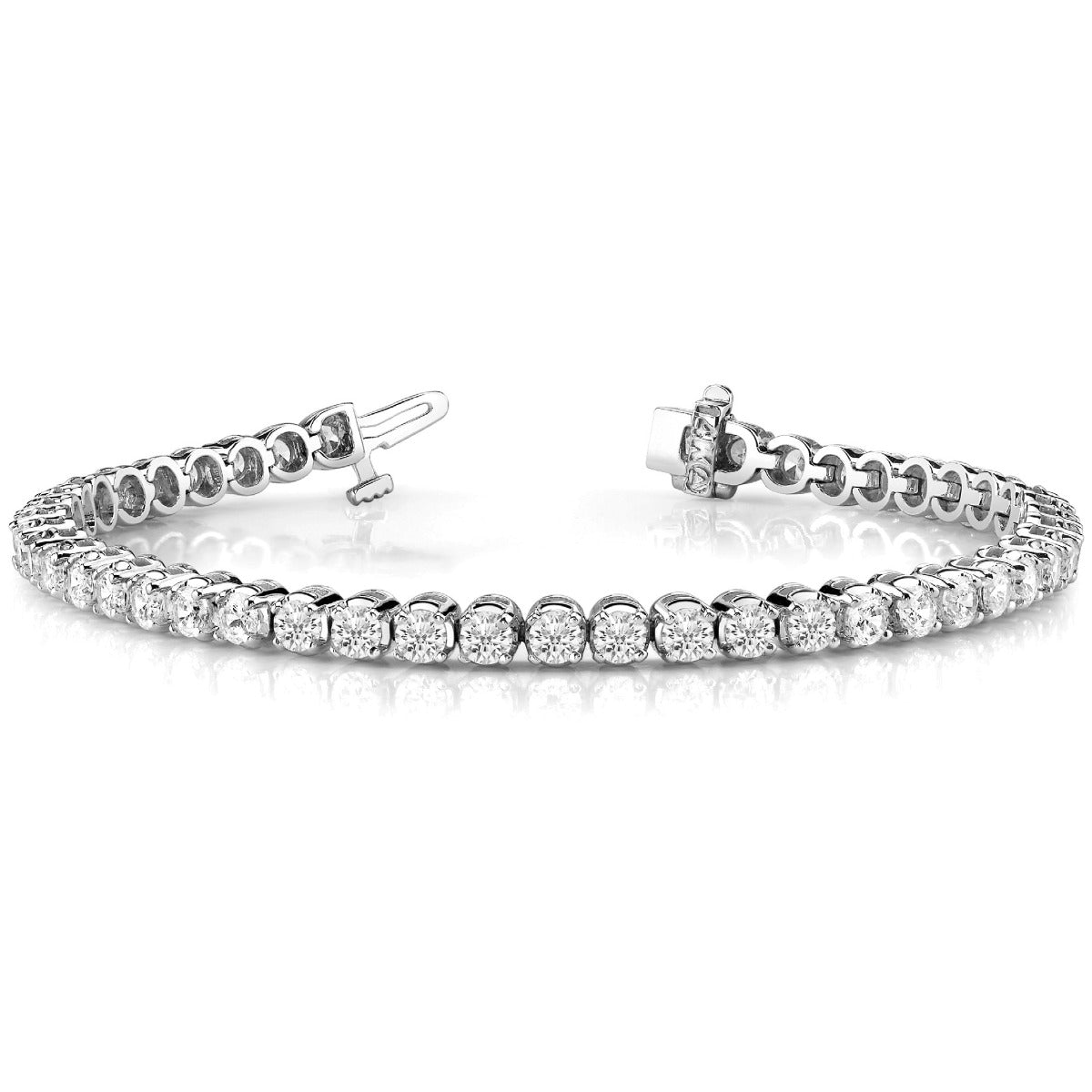 14K White Gold Diamond Tennis Bracelet; 4.38 Ctw