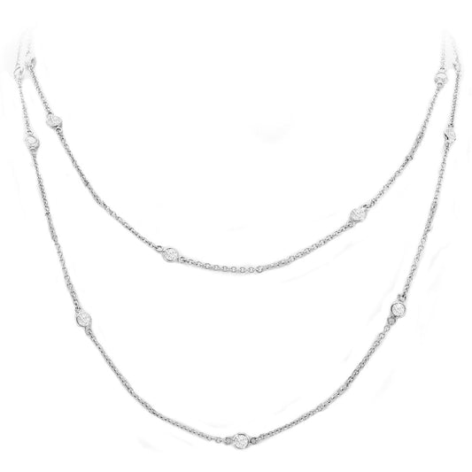 Diamond By The Yard Bezel Necklace; 14KWG 17" 0.50 ctw