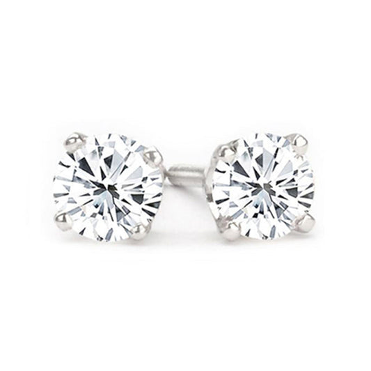 14K White Gold Diamond Stud Earrings; Diamond Weight: 2.03 ctw