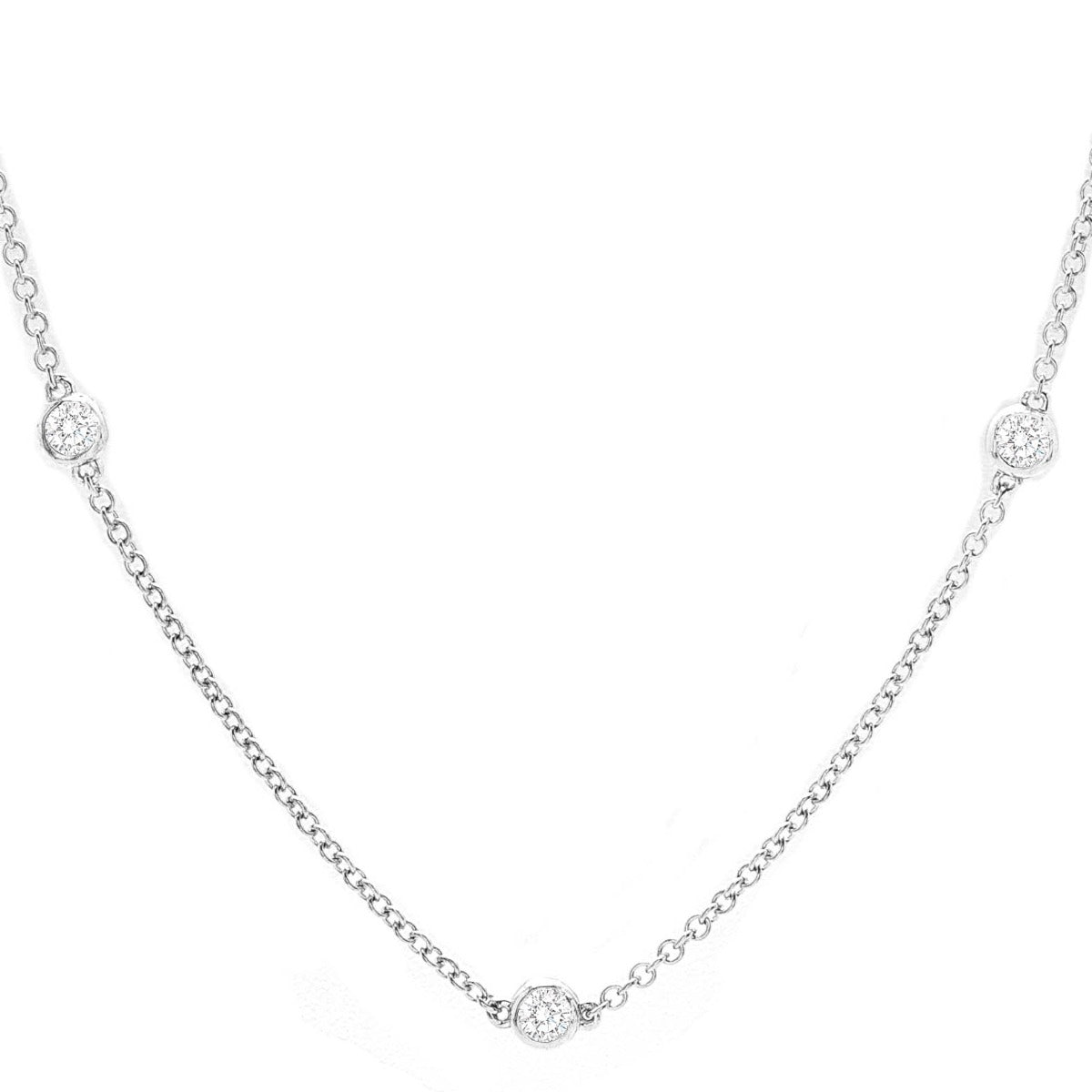 Diamond By The Yard Bezel Necklace; 14KWG 17" 0.50 ctw
