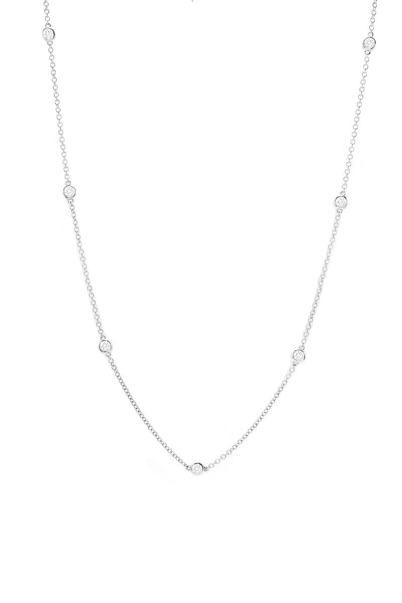 Diamond By The Yard Bezel Necklace; 14KWG 17" 0.50 ctw
